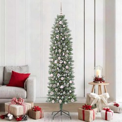 Arbre de Noël artificiel slim avec 300 LED Vert et blanc 210 cm 542281542281