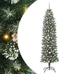 Arbre de Noël artificiel slim avec 300 LED Vert et blanc 210 cm 542281542281