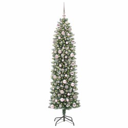 Arbre de Noël artificiel slim avec 300 LED Vert et blanc 180 cm 542282542282