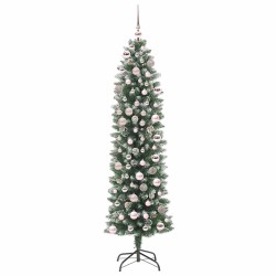 Arbre de Noël artificiel slim avec 300 LED Vert et blanc 180 cm 542282542282