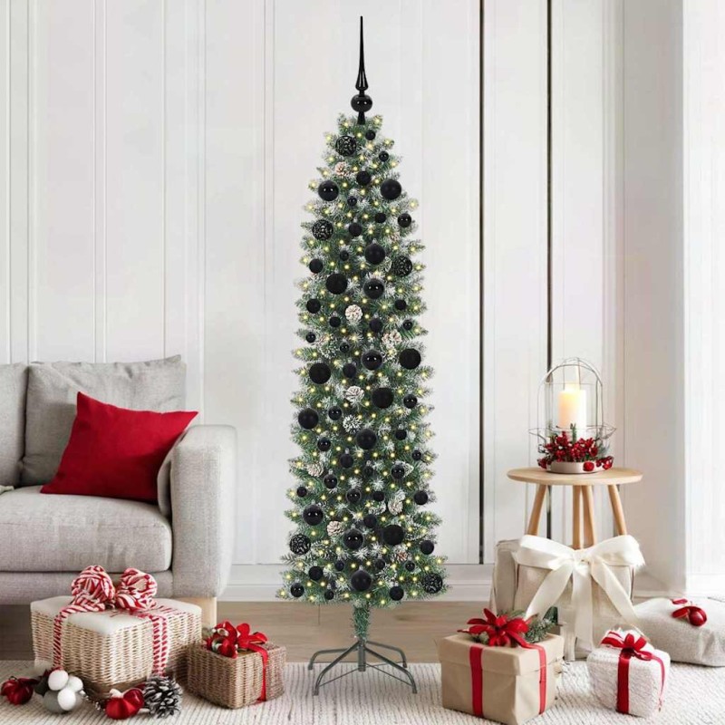 Arbre de Noël artificiel slim avec 300 LED Vert et blanc 180 cm 542283542283