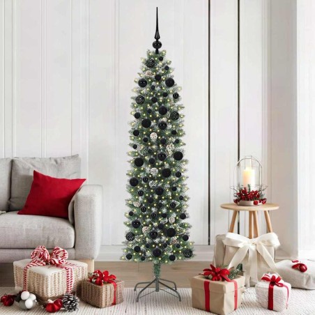 Arbre de Noël artificiel slim avec 300 LED Vert et blanc 180 cm 542283542283