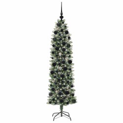 Arbre de Noël artificiel slim avec 300 LED Vert et blanc 180 cm 542283542283