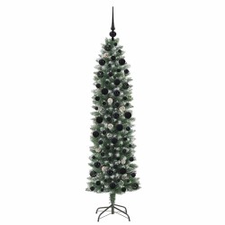Arbre de Noël artificiel slim avec 300 LED Vert et blanc 180 cm 542283542283