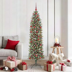 Arbre de Noël artificiel slim avec 300 LED Vert et blanc 180 cm 542284542284