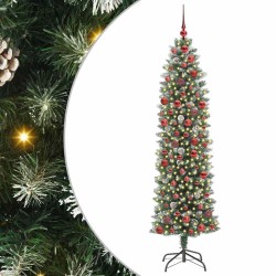 Arbre de Noël artificiel slim avec 300 LED Vert et blanc 180 cm 542284542284