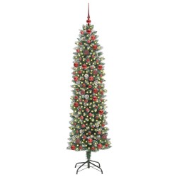 Arbre de Noël artificiel slim avec 300 LED Vert et blanc 180 cm 542284542284