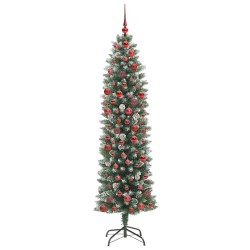 Arbre de Noël artificiel slim avec 300 LED Vert et blanc 180 cm 542284542284