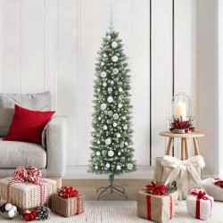 Arbre de Noël artificiel slim avec 150 LED Vert et blanc 150 cm 542285542285