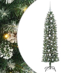 Arbre de Noël artificiel slim avec 150 LED Vert et blanc 150 cm 542285542285