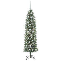 Arbre de Noël artificiel slim avec 150 LED Vert et blanc 150 cm 542285542285