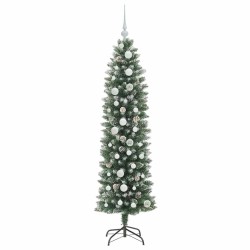 Arbre de Noël artificiel slim avec 150 LED Vert et blanc 150 cm 542285542285