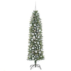 Arbre de Noël artificiel slim avec 300 LED Vert et blanc 180 cm 542286542286