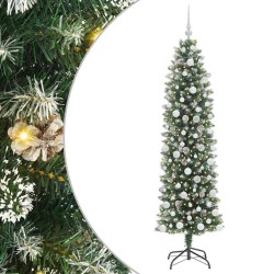 Arbre de Noël artificiel slim avec 300 LED Vert et blanc 180 cm 542287542287