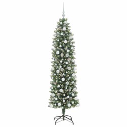 Arbre de Noël artificiel slim avec 300 LED Vert et blanc 180 cm 542287542287