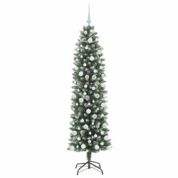 Arbre de Noël artificiel slim avec 300 LED Vert et blanc 180 cm 542287542287