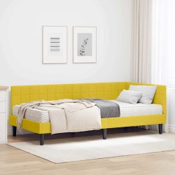 Cadre de lit d'angle avec matelas 2 pcs Jaune Velours 542289542289