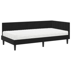 Cadre de lit d'angle avec matelas 2 pcs Noir Velours 542290542290