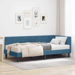 Cadre de lit d'angle avec matelas 2 pcs Bleu Velours 542291542291