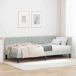 Cadre de lit d'angle avec matelas 2 pcs Gris clair Velours 542292542292
