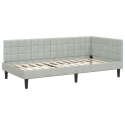 Cadre de lit d'angle avec matelas 2 pcs Gris clair Velours 542292542292