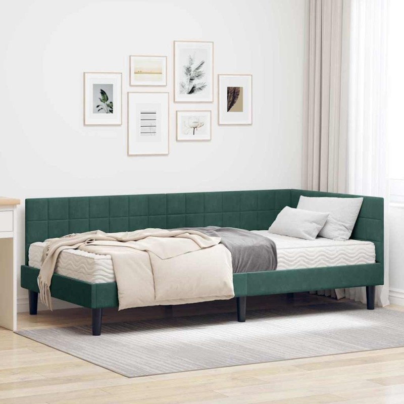 Cadre de lit d'angle avec matelas 2 pcs Vert Velours 542293542293