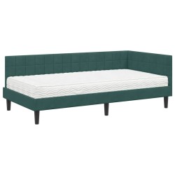 Cadre de lit d'angle avec matelas 2 pcs Vert Velours 542293542293