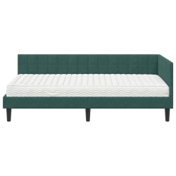 Cadre de lit d'angle avec matelas 2 pcs Vert Velours 542293542293