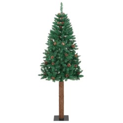 Sapin de Noël mince Vert 210 cm PVC et bois de pin massif 542294542294
