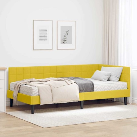 Cadre de lit d'angle avec matelas 2 pcs Jaune Velours 542297542297