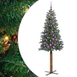 Sapin de Noël mince Vert 180 cm PVC et bois de pin massif 542299542299