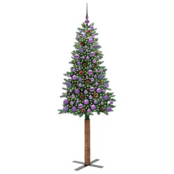 Sapin de Noël mince Vert 180 cm PVC et bois de pin massif 542299542299
