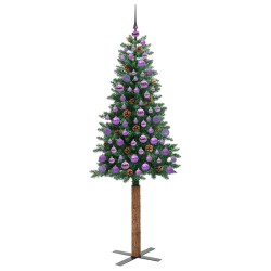 Sapin de Noël mince Vert 180 cm PVC et bois de pin massif 542299542299