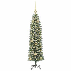 Arbre de Noël artificiel slim avec 150 LED Vert et blanc 150 cm 542300542300