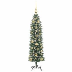Arbre de Noël artificiel slim avec 150 LED Vert et blanc 150 cm 542300542300