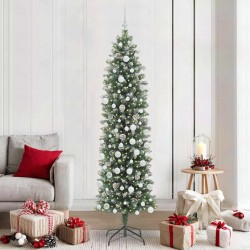 Arbre de Noël artificiel slim avec 300 LED Vert et blanc 210 cm 542301542301