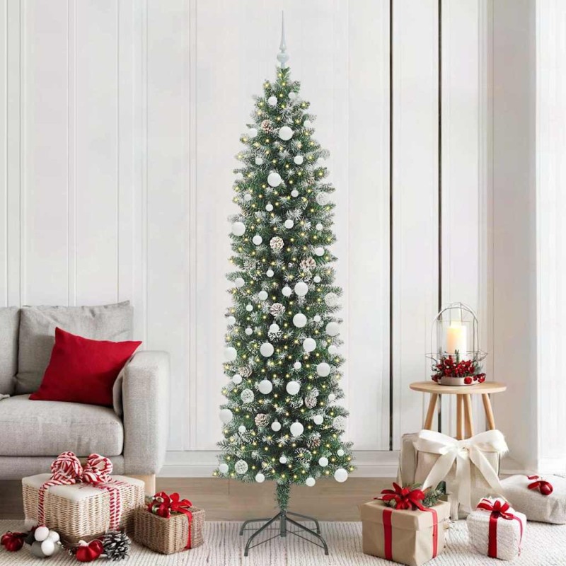 Arbre de Noël artificiel slim avec 300 LED Vert et blanc 210 cm 542301542301