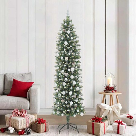 Arbre de Noël artificiel slim avec 300 LED Vert et blanc 210 cm 542301542301
