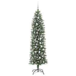Arbre de Noël artificiel slim avec 300 LED Vert et blanc 210 cm 542301542301