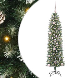 Arbre de Noël artificiel slim avec 150 LED Vert et blanc 150 cm 542303542303