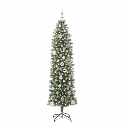Arbre de Noël artificiel slim avec 150 LED Vert et blanc 150 cm 542303542303