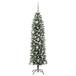 Arbre de Noël artificiel slim avec 150 LED Vert et blanc 150 cm 542303542303