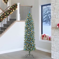 Arbre de Noël artificiel slim avec 300 LED Vert et blanc 240 cm 542304542304