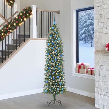 Arbre de Noël artificiel slim avec 300 LED Vert et blanc 240 cm 542304542304