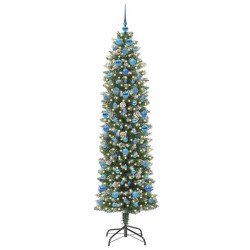Arbre de Noël artificiel slim avec 300 LED Vert et blanc 210 cm 542305542305