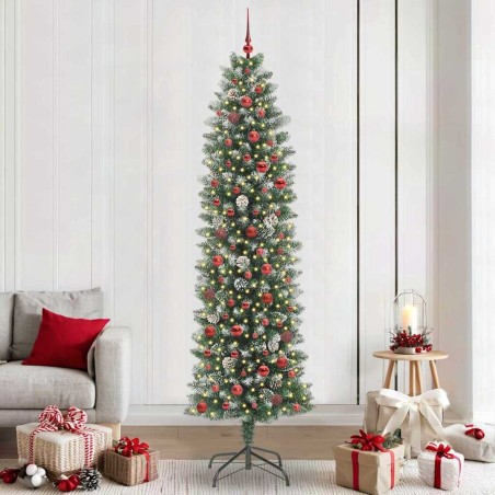 Arbre de Noël artificiel slim avec 300 LED Vert et blanc 240 cm 542306542306