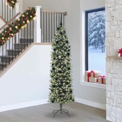 Arbre de Noël artificiel slim avec 300 LED Vert et blanc 240 cm 542307542307