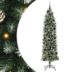 Arbre de Noël artificiel slim avec 300 LED Vert et blanc 240 cm 542307542307