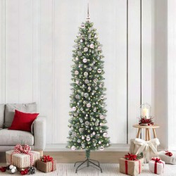 Arbre de Noël artificiel slim avec 300 LED Vert et blanc 240 cm 542308542308