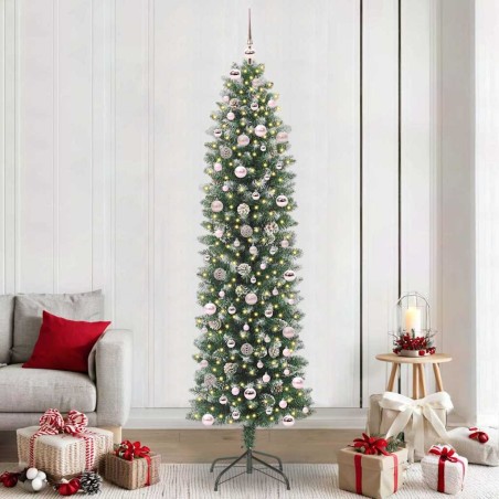 Arbre de Noël artificiel slim avec 300 LED Vert et blanc 240 cm 542308542308